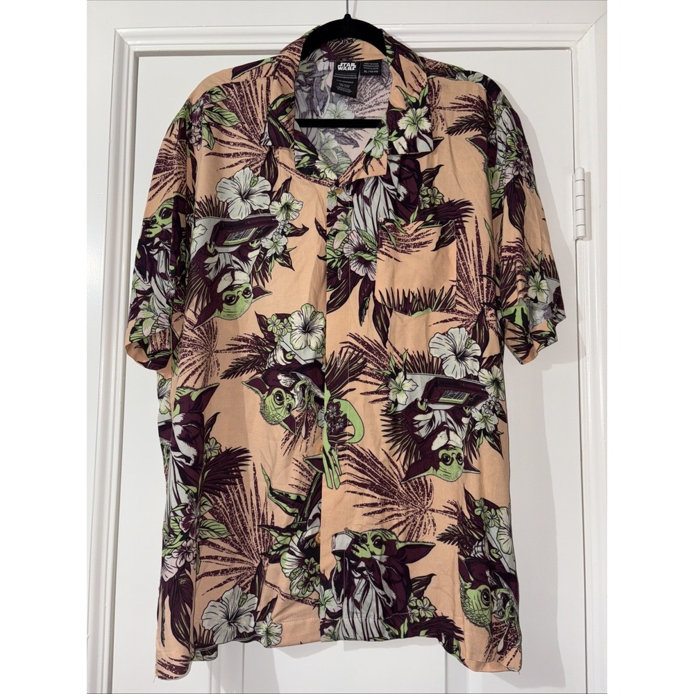 Star Wars Shirt XL Mens Grogu Hawaiian The Mandalorian Baby Yoda Button Up